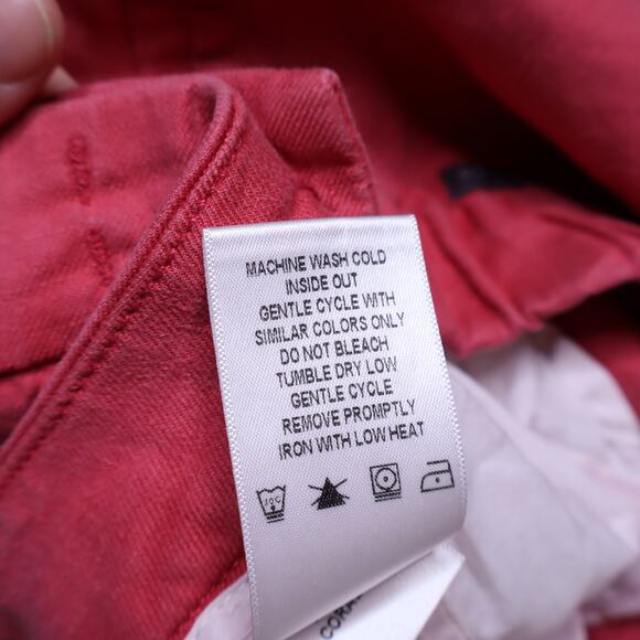 LEVEL99 Helen Trouser Shorts Coral Red Linen Blend Back Elastic Waist Women's 27 - Picture 10 of 10